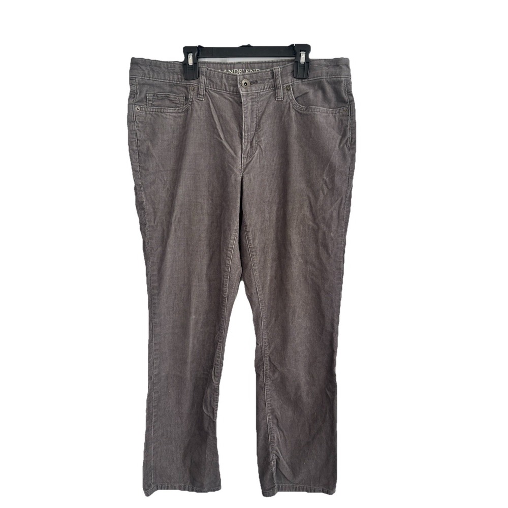 Lands End‎ Women's Corduroy Pants Straight Leg Brown Stretch Cotton Size 10P